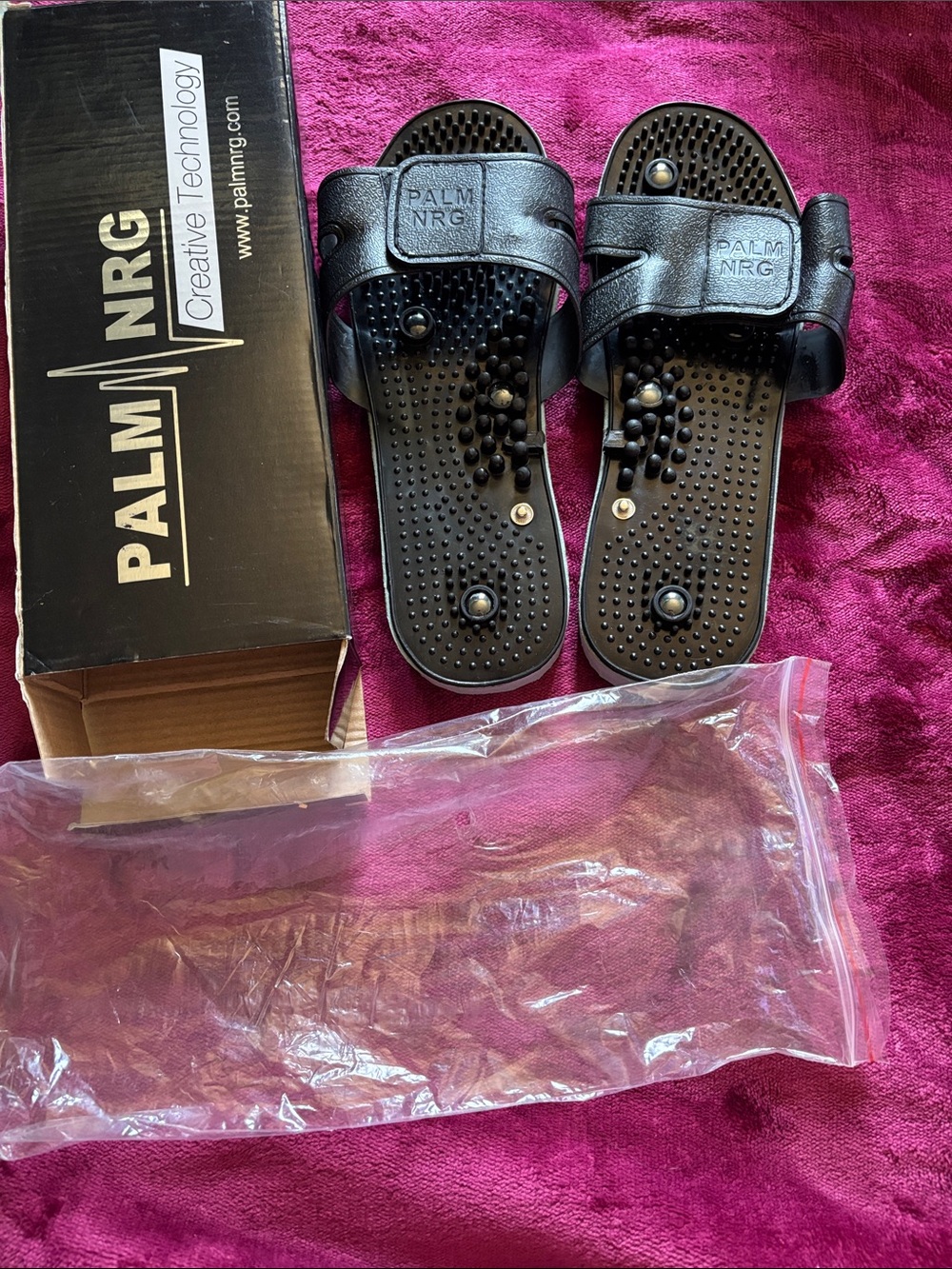 PALM NRG Women’s Black Acupressure Slide Sandals